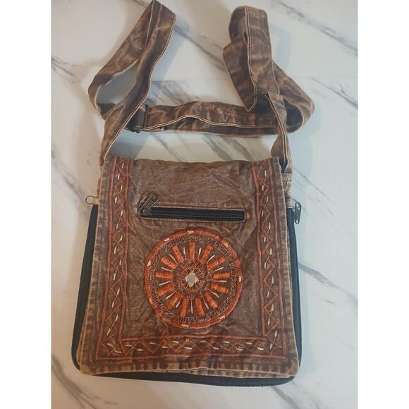 Earth Divas Handbags - Crossbody Hippie Boho Bag Purse 100% Cotton Nepal Adjustable Strap Fair Trade